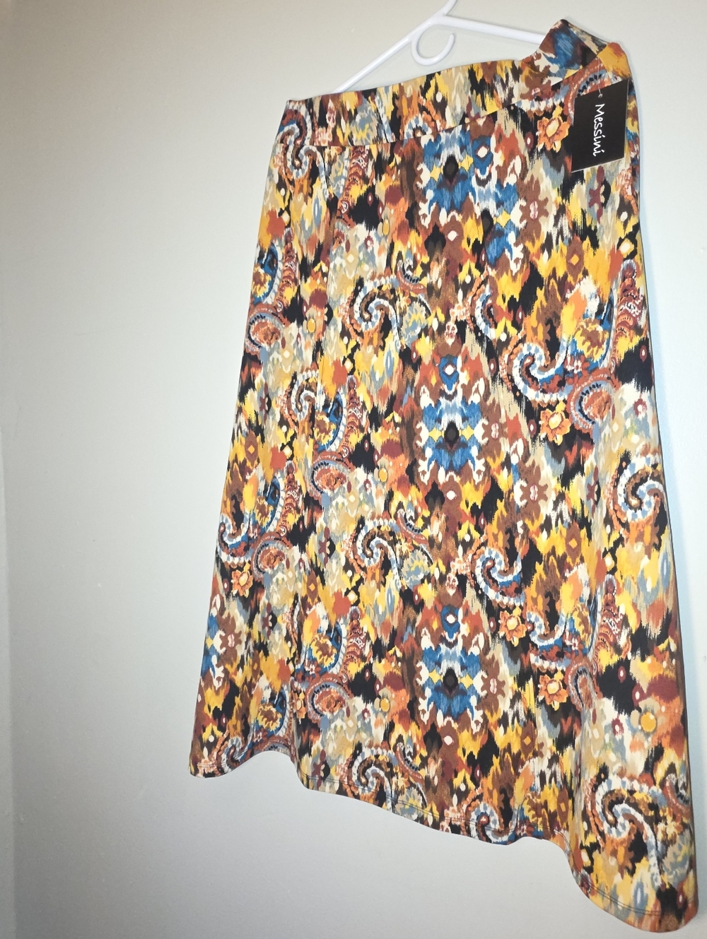 Paisley Colorful Maxi Skirt A Line Boho Retro Summer Outfit Women L